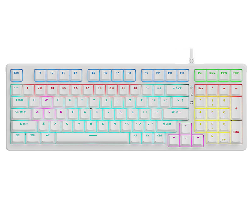 联想 GK10有线 青轴A款 彩光机械键盘 白色