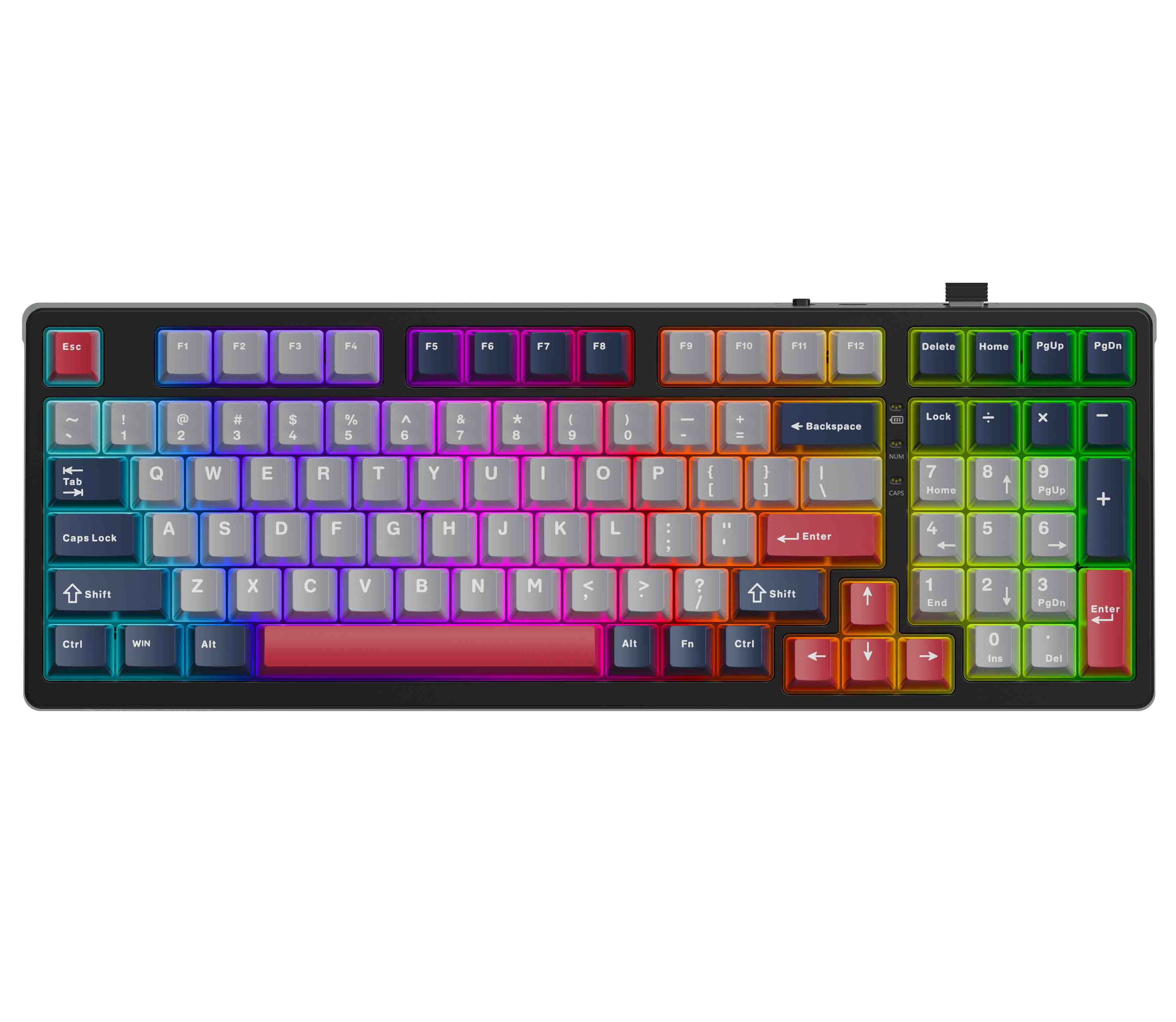 联想GK10三模版98 茶轴B款 彩光机械键盘  黑红