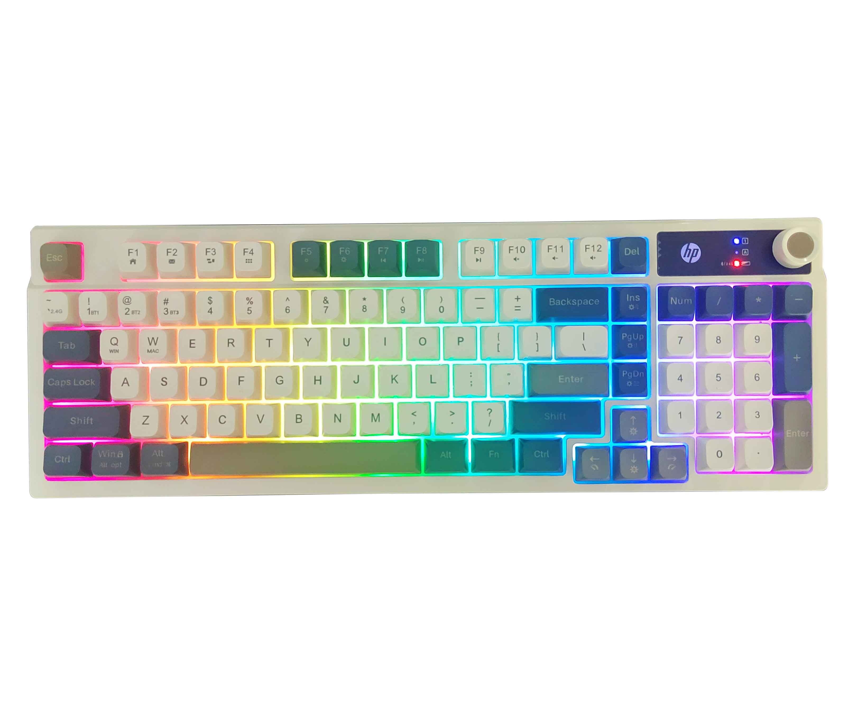 惠普 K500F奶黄灰 蓝牙三模发光键盘